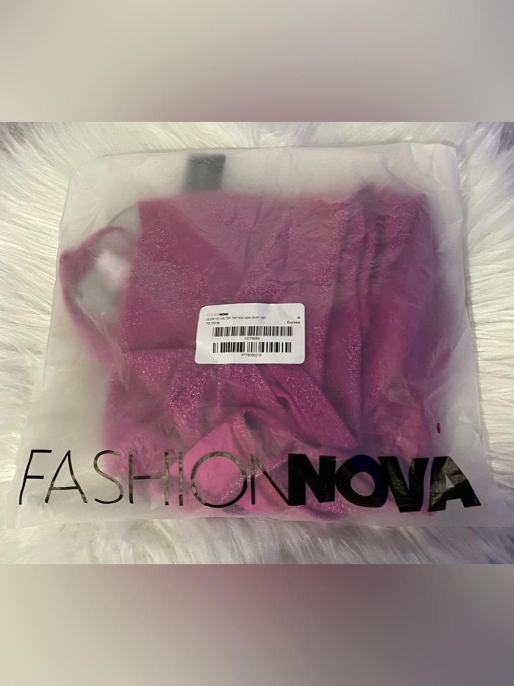 FASHION NOVA Shimmer Fuchsia Halter Cowl Mini Dress Medium - Picture 4 of 6